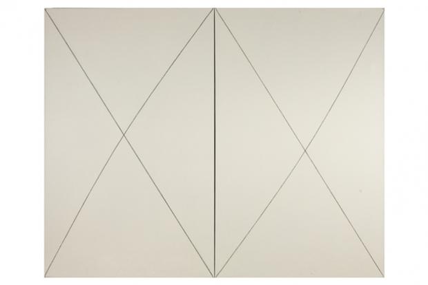 Robert Mangold Stright curved line x set, 1971. Acrilico e matita su tela, due p